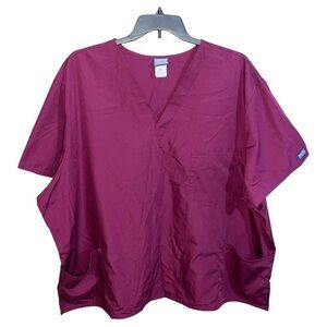 Cherokee Shirt Scrub Top Unisex Size 4XL Burgundy Workwear V-Neck 4876